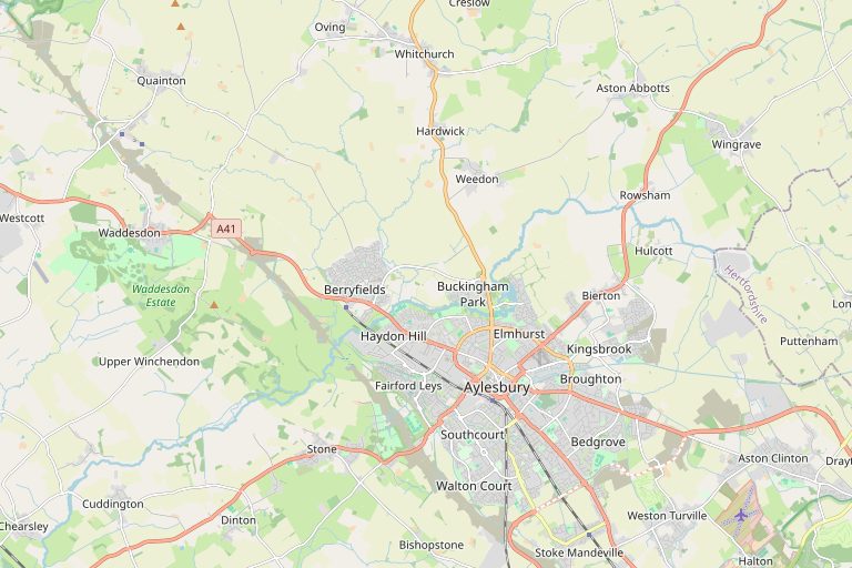 Map of Aylesbury and the surrounding area