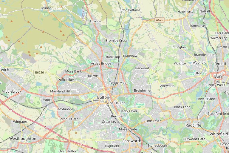 Map of Bolton and the surrounding area