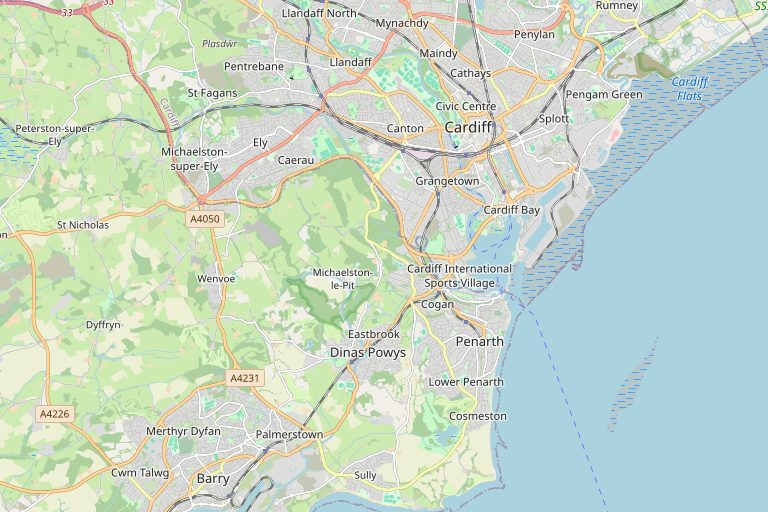 Map of Cardiff and the surrounding area