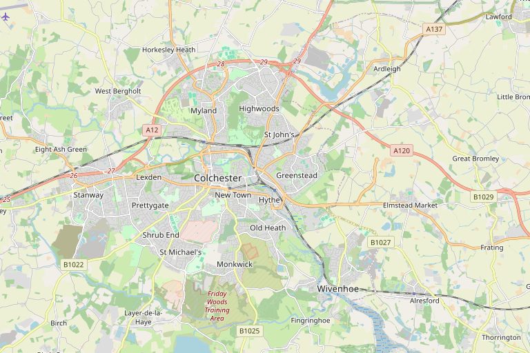 Map of Colchester and the surrounding area