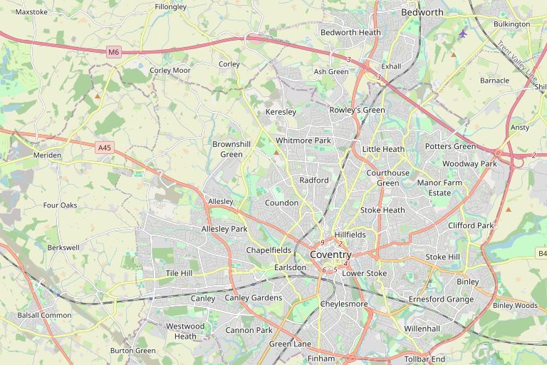 Map of Coventry and the surrounding area
