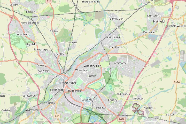 Map of Doncaster and the surrounding area