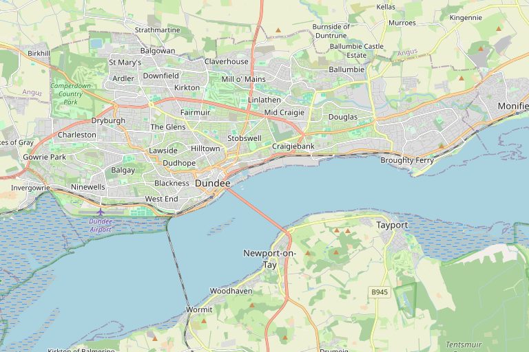 Map of Dundee and the surrounding area