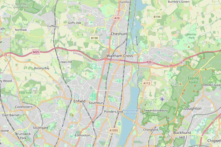 Map of Enfield and the surrounding area
