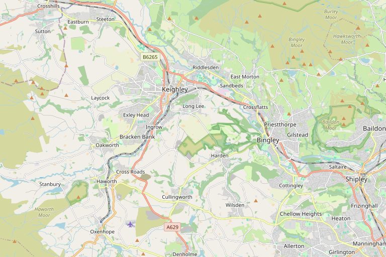 Map of Keighley and the surrounding area