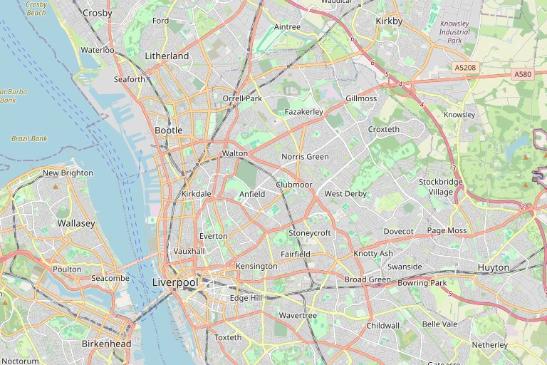 Map of Liverpool and the surrounding area