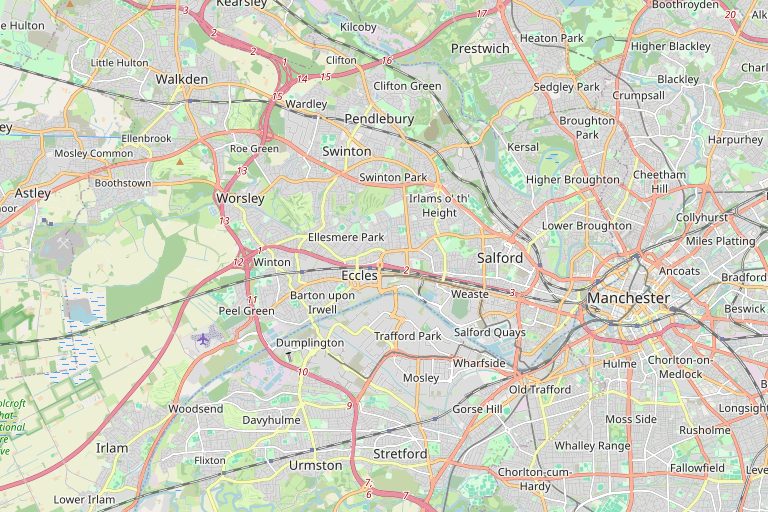 Map of Salford and the surrounding area