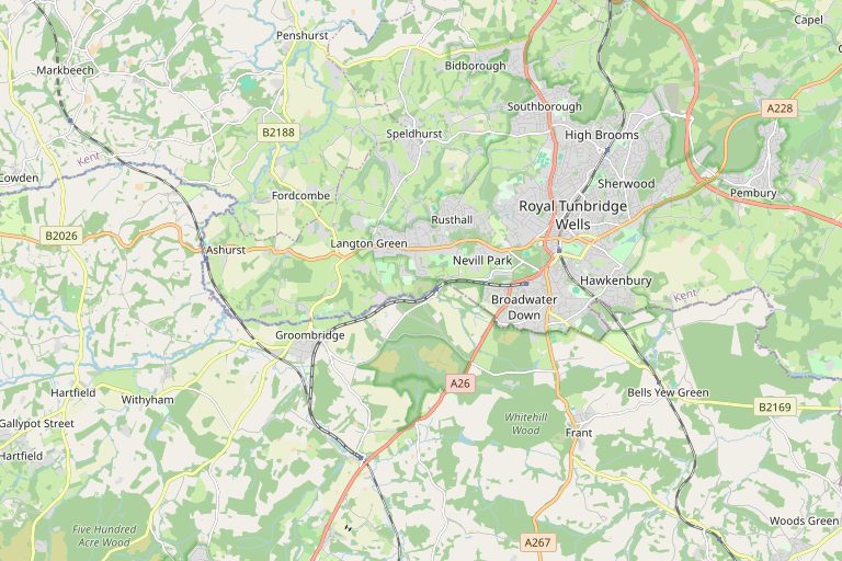 Map of Tunbridge Wells and the surrounding area