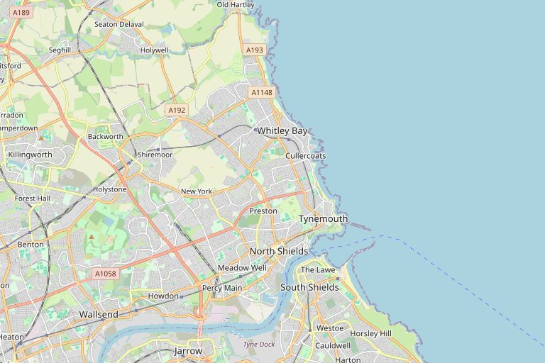 Map of Tynemouth and the surrounding area
