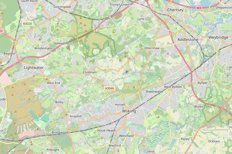Map of Woking and the surrounding area